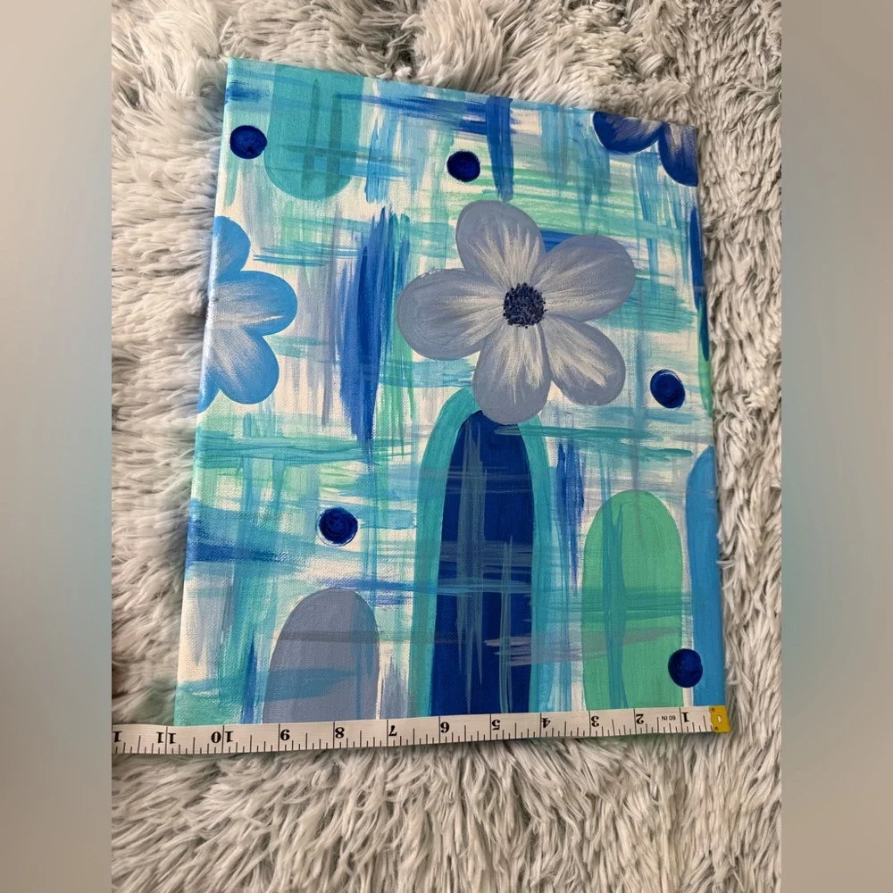 Hand-painted 🎨 Abstract Floral Canvas Art - Picture 4 of 4
